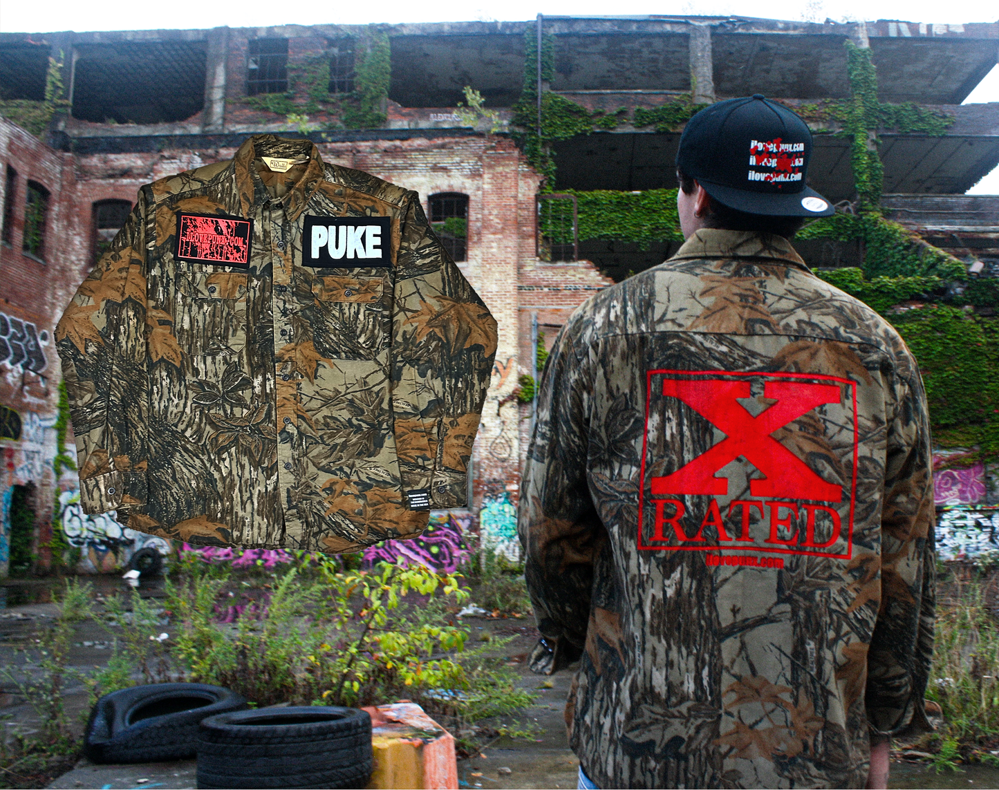 L : X RATED CAMO WORK SHIRT