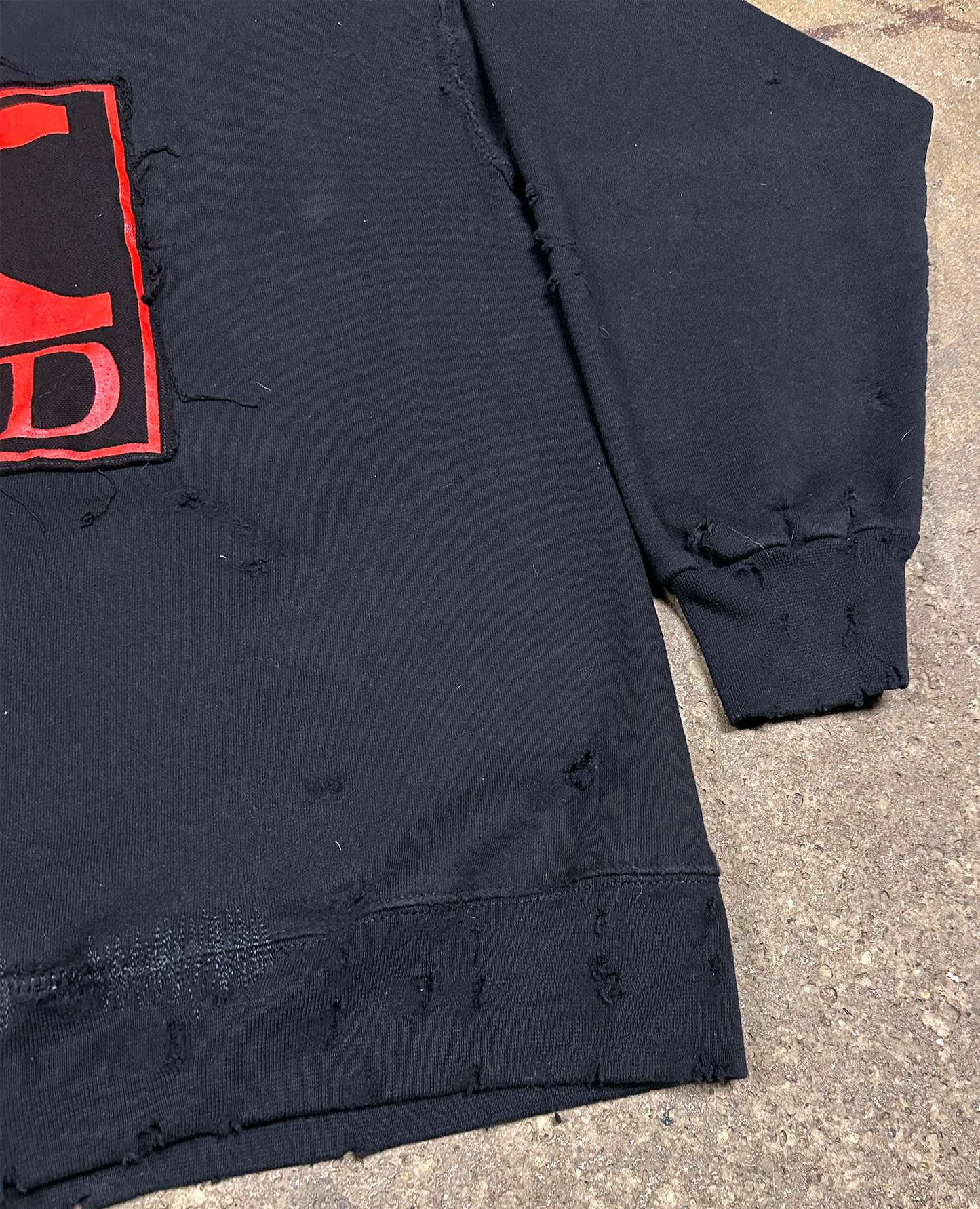 XL : THRASHED & REPAIRED ROCKSTAR HOODIE