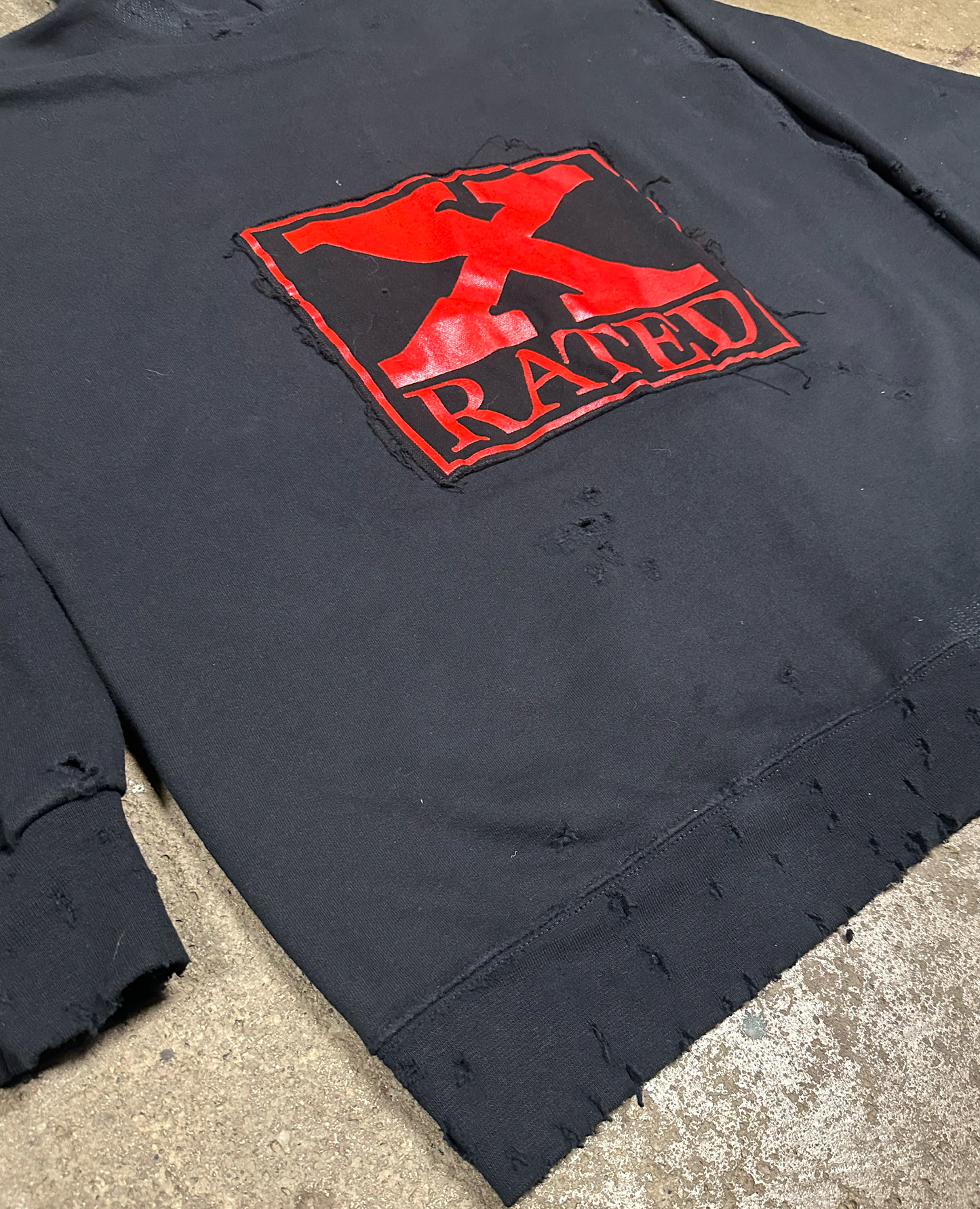 XL : THRASHED & REPAIRED ROCKSTAR HOODIE
