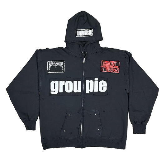 XL : THRASHED & REPAIRED ROCKSTAR HOODIE