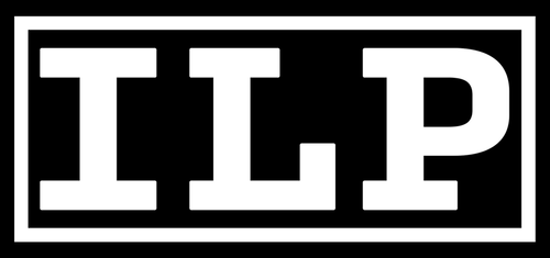 ilovepunx word mark logo "ilp" in a white box, monotone logo image