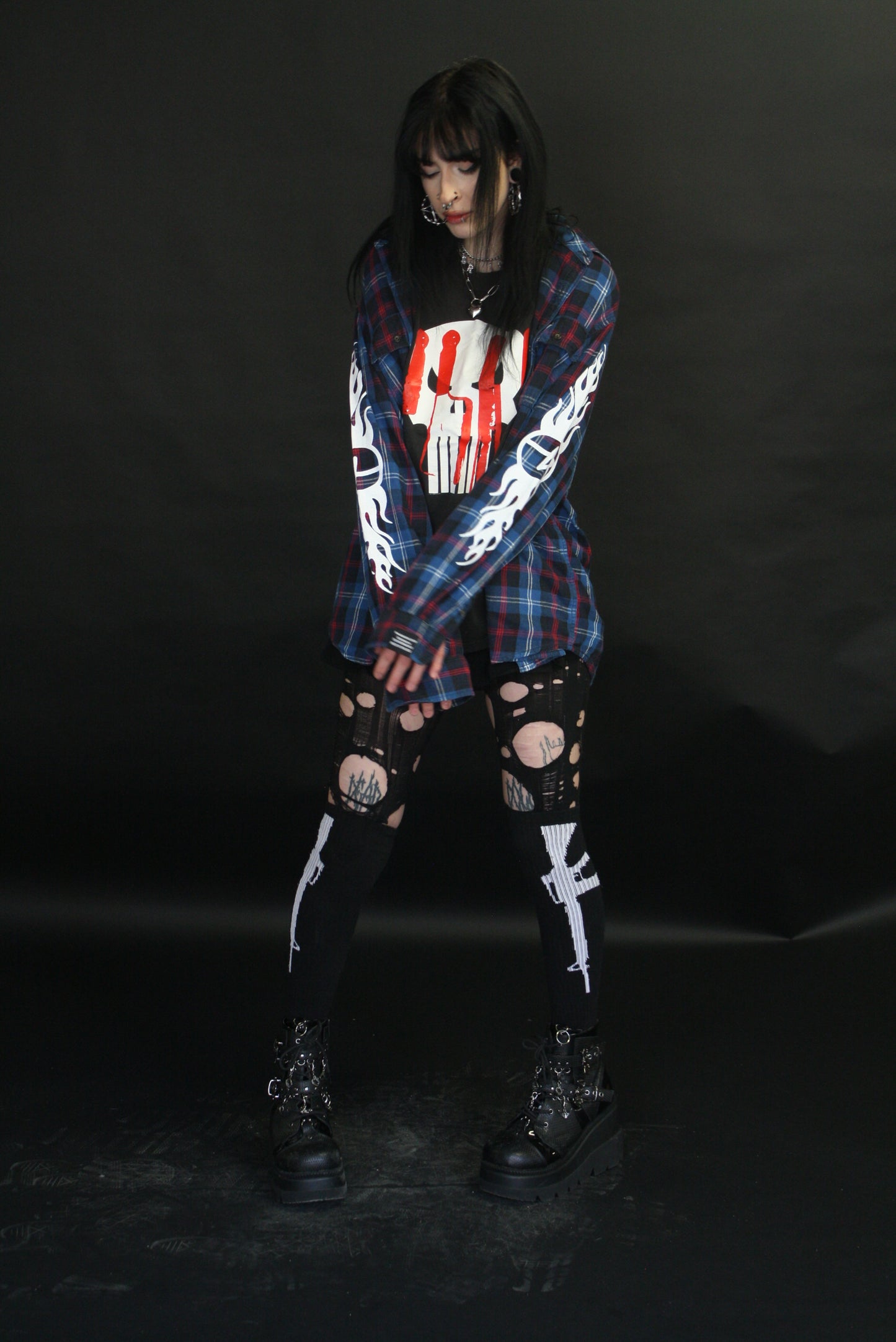 XL : BLUE FLAMES FLANNEL