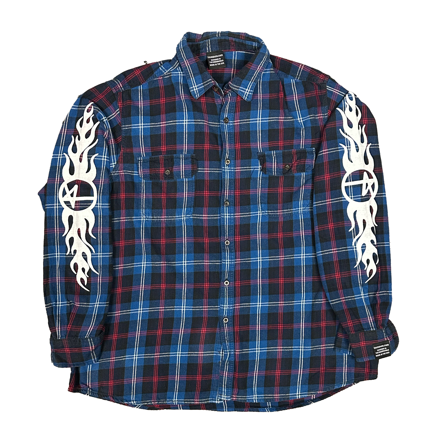 XL : BLUE FLAMES FLANNEL