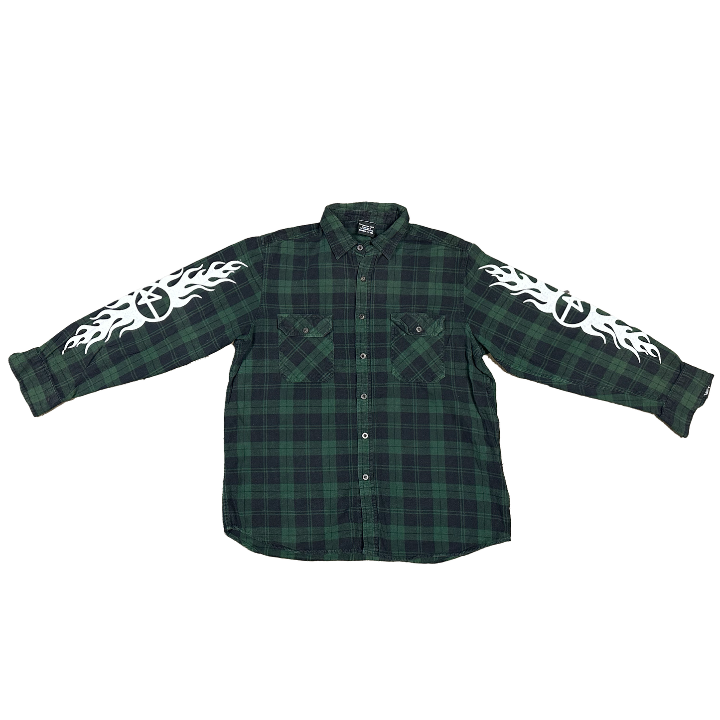 L : GREEN FLAMES FLANNEL
