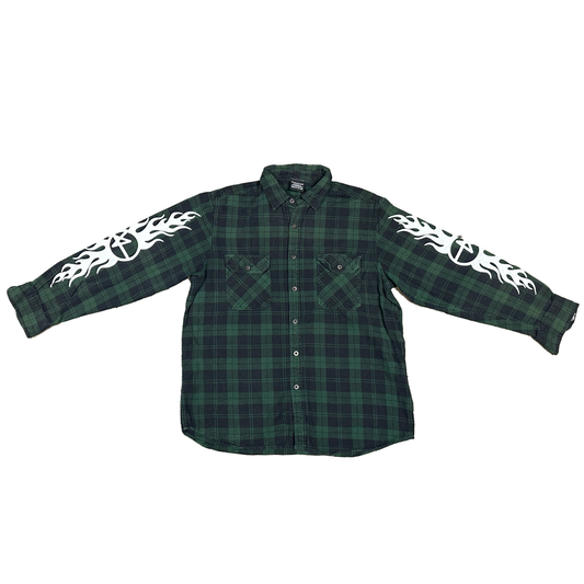 L : GREEN FLAMES FLANNEL