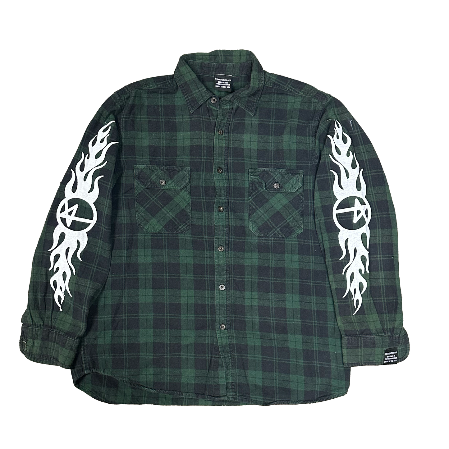 L : GREEN FLAMES FLANNEL