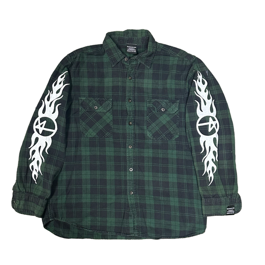 L : GREEN FLAMES FLANNEL