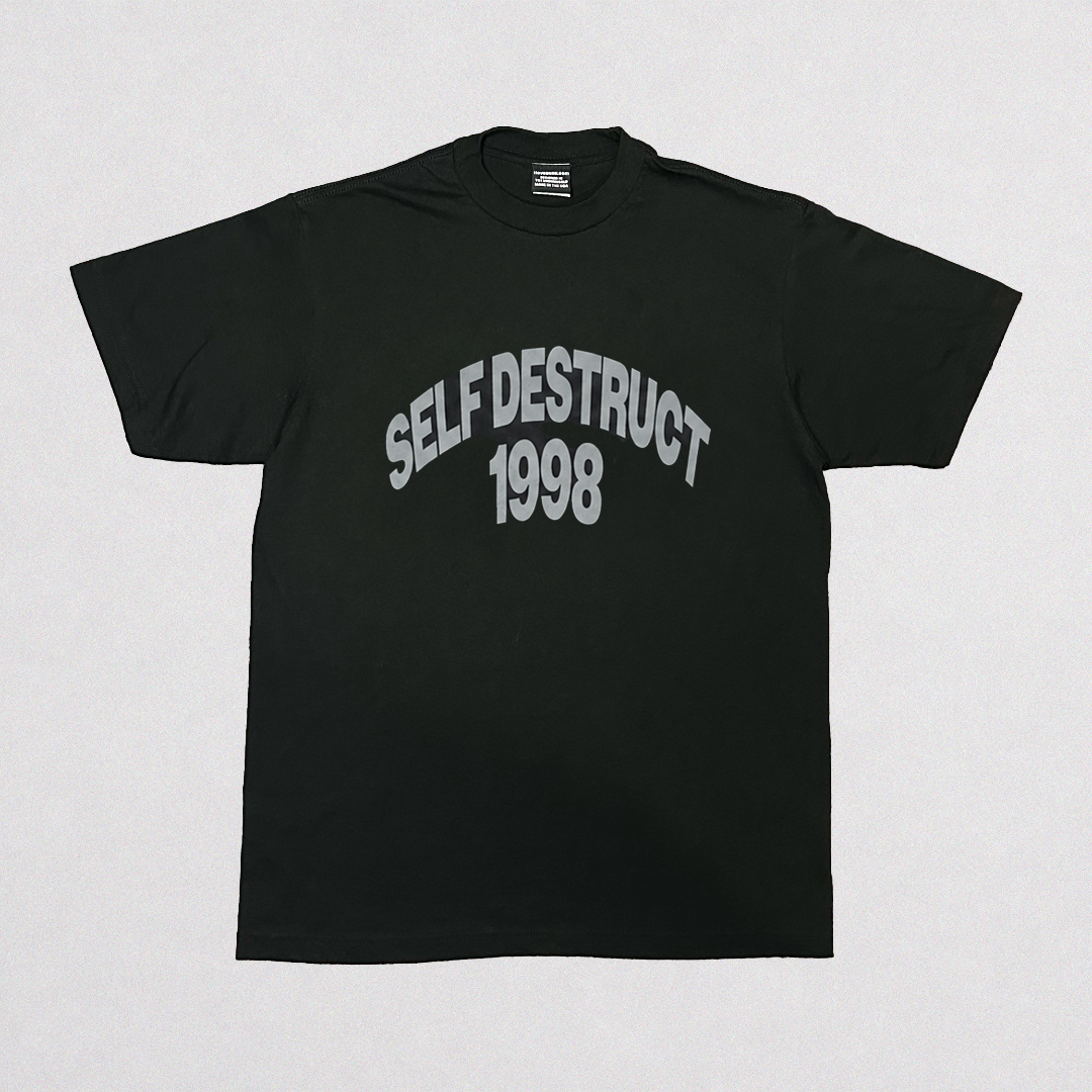 black ilovepunx t shirt with grey self destruct 1998 print on the center chest