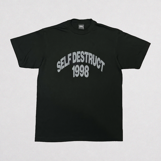 black ilovepunx t shirt with grey self destruct 1998 print on the center chest